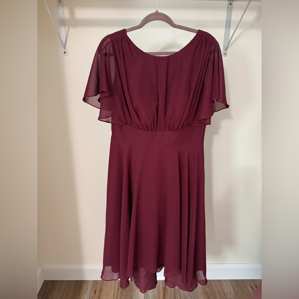 A-line Scoop Asymmetrical Chiffon Dress with Ruffle